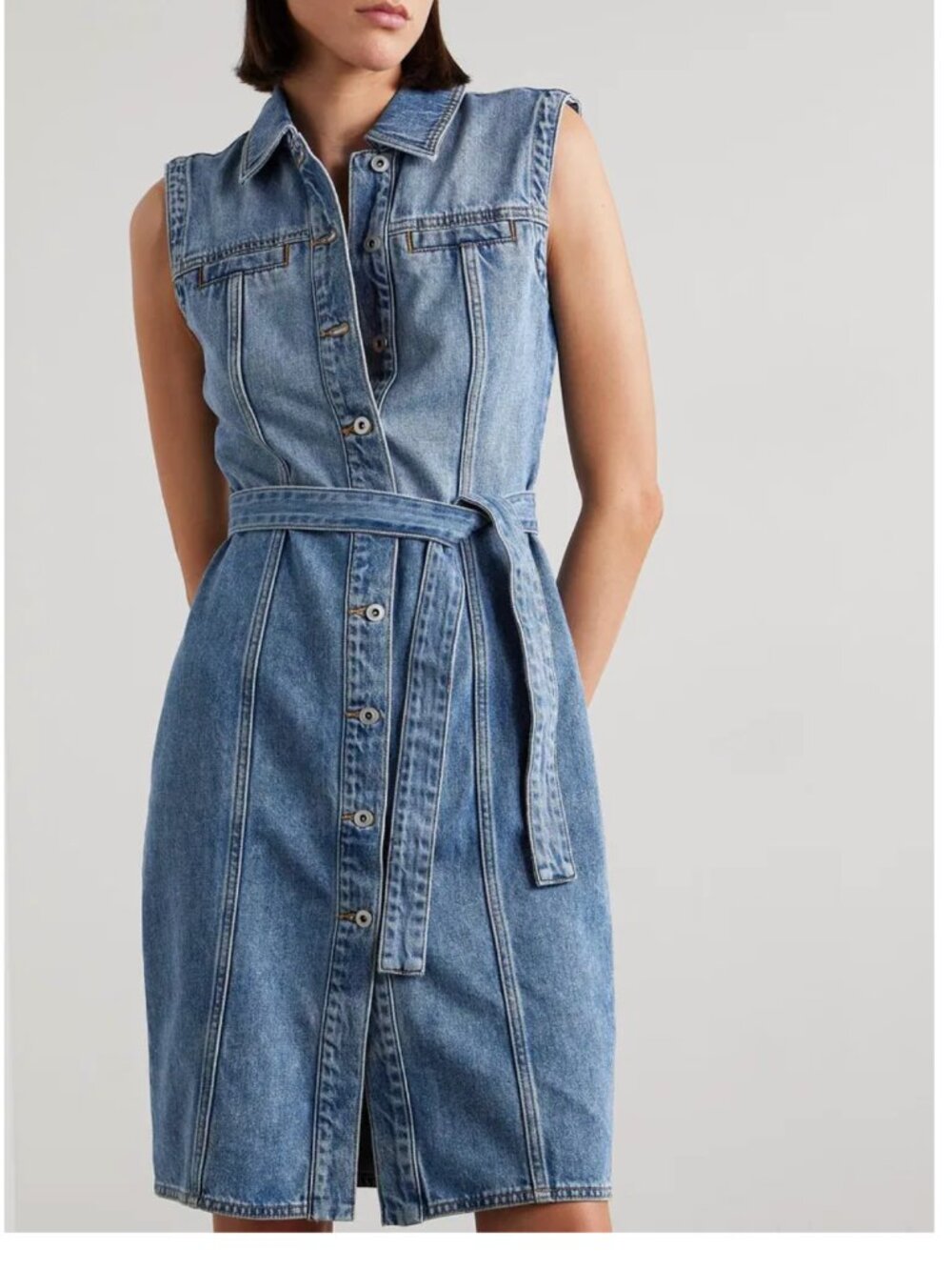 Alex Mill Adeline belted denim midi dress (size M)